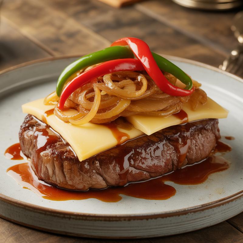 치즈 토핑 등심 스테이크