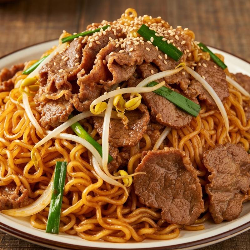 우삼겹 숙주 볶음라면