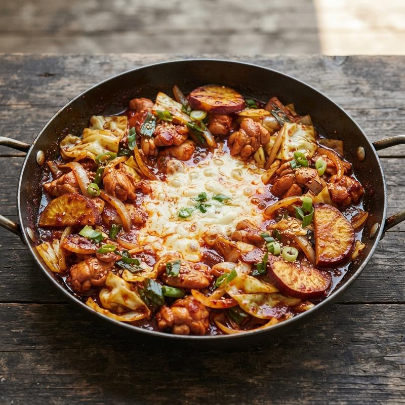 원팬 매콤 고구마 치즈 닭갈비