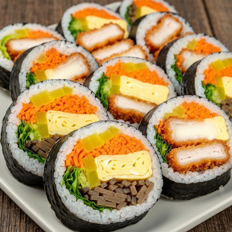 당근라페 치즈돈까스 김밥
