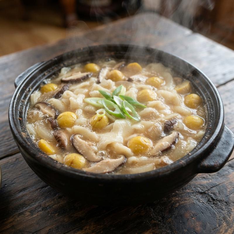 밤 표고 된장수제비