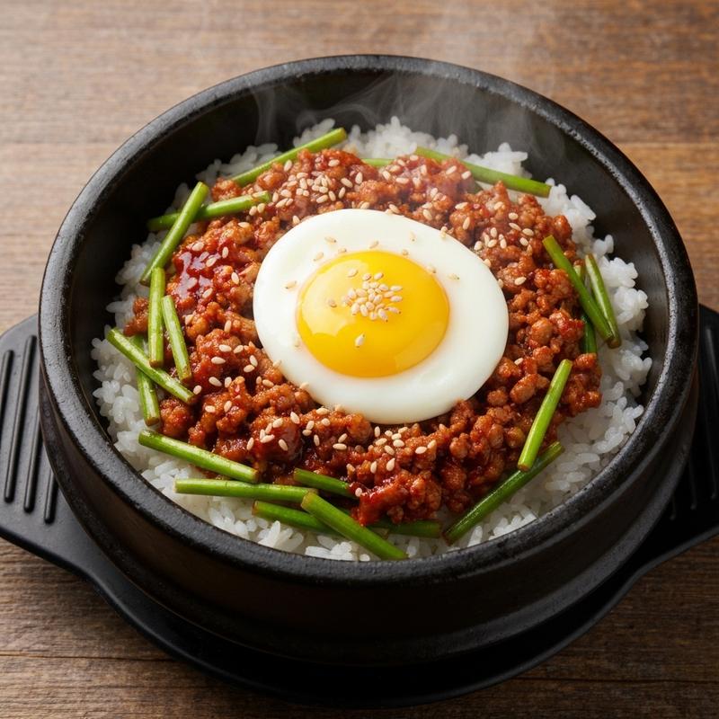 마늘종 돼지고기 비빔밥