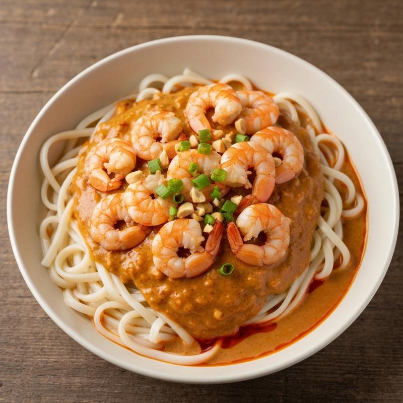 땅콩소스 새우두부면
