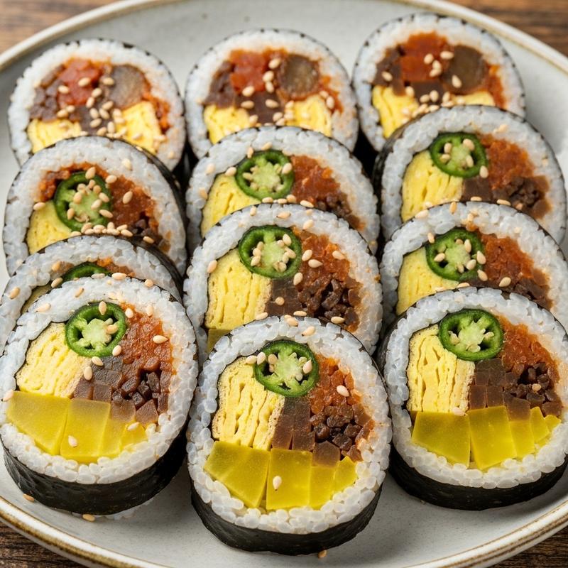매콤 멸치 고추 김밥