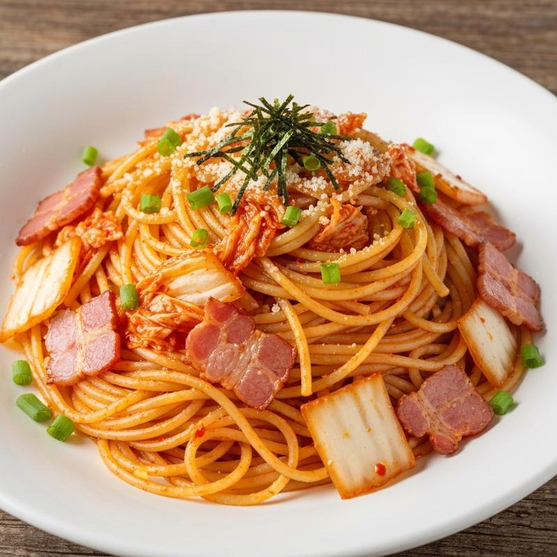 베이컨 김치 파스타