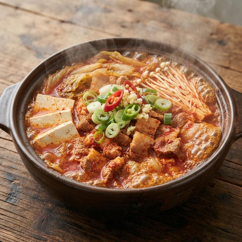 매콤 돼지고기 두부전골