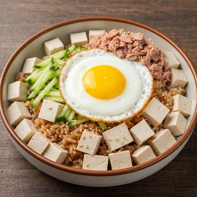 오이 두부 참치 덮밥