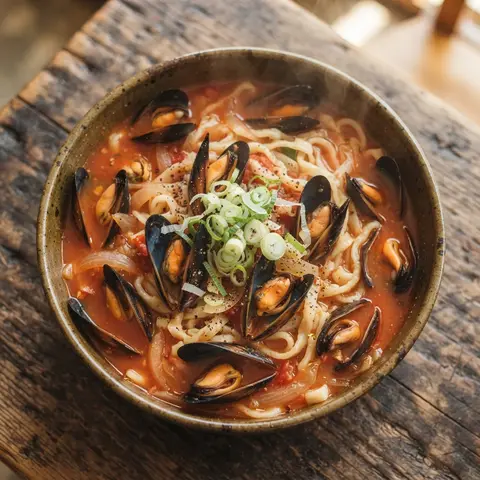 홍합 토마토 칼국수