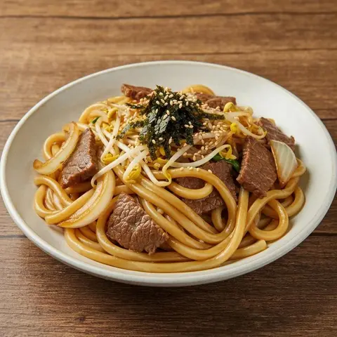 차돌 숙주 볶음우동