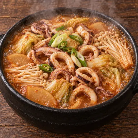 알배추 오징어 전골
