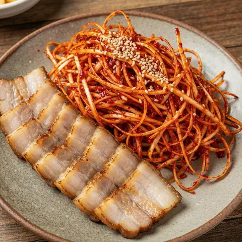 파채무침 대패삼겹살