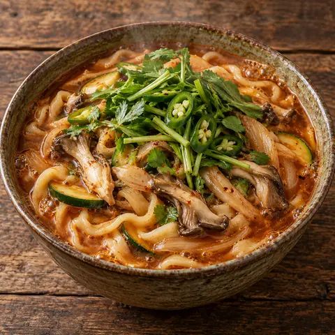 느타리버섯 얼큰 칼국수