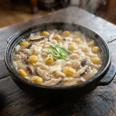 밤 표고 된장수제비