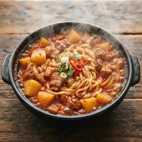 돼지고기 짜글이 칼국수