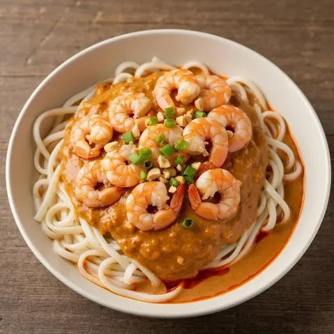 땅콩소스 새우두부면