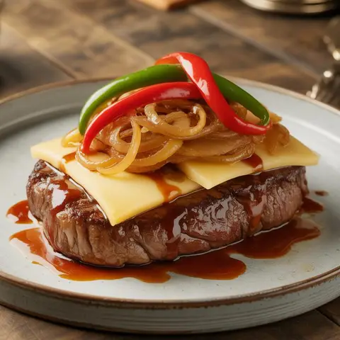 치즈 토핑 등심 스테이크