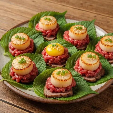 육회 차돌 관자 삼합