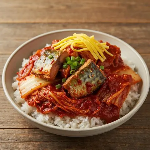 꽁치 김치 볶음 덮밥