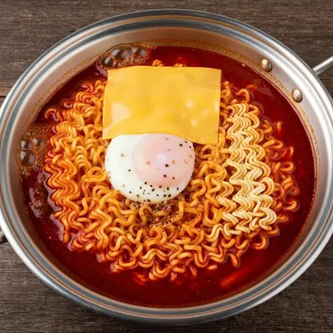 매운 치즈 계란라면